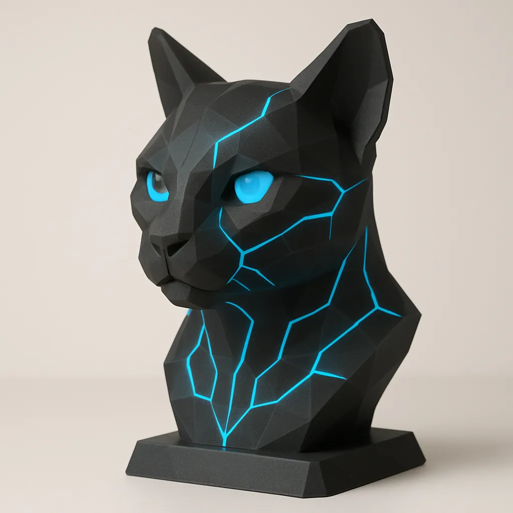 Tượng Đầu Mèo Phong Cách Low Poly