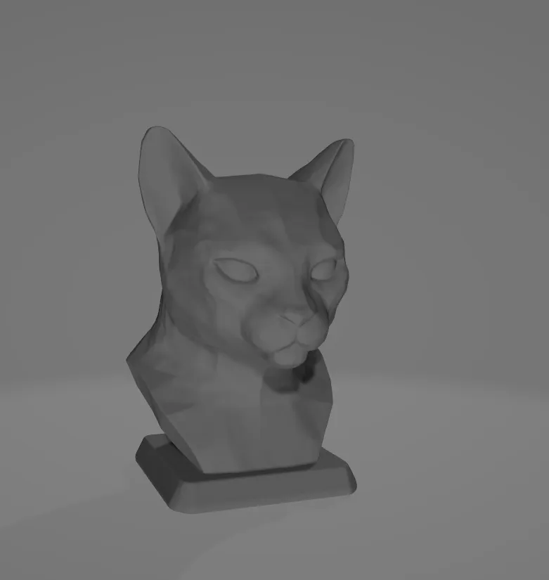 Tượng Đầu Mèo Phong Cách Low Poly