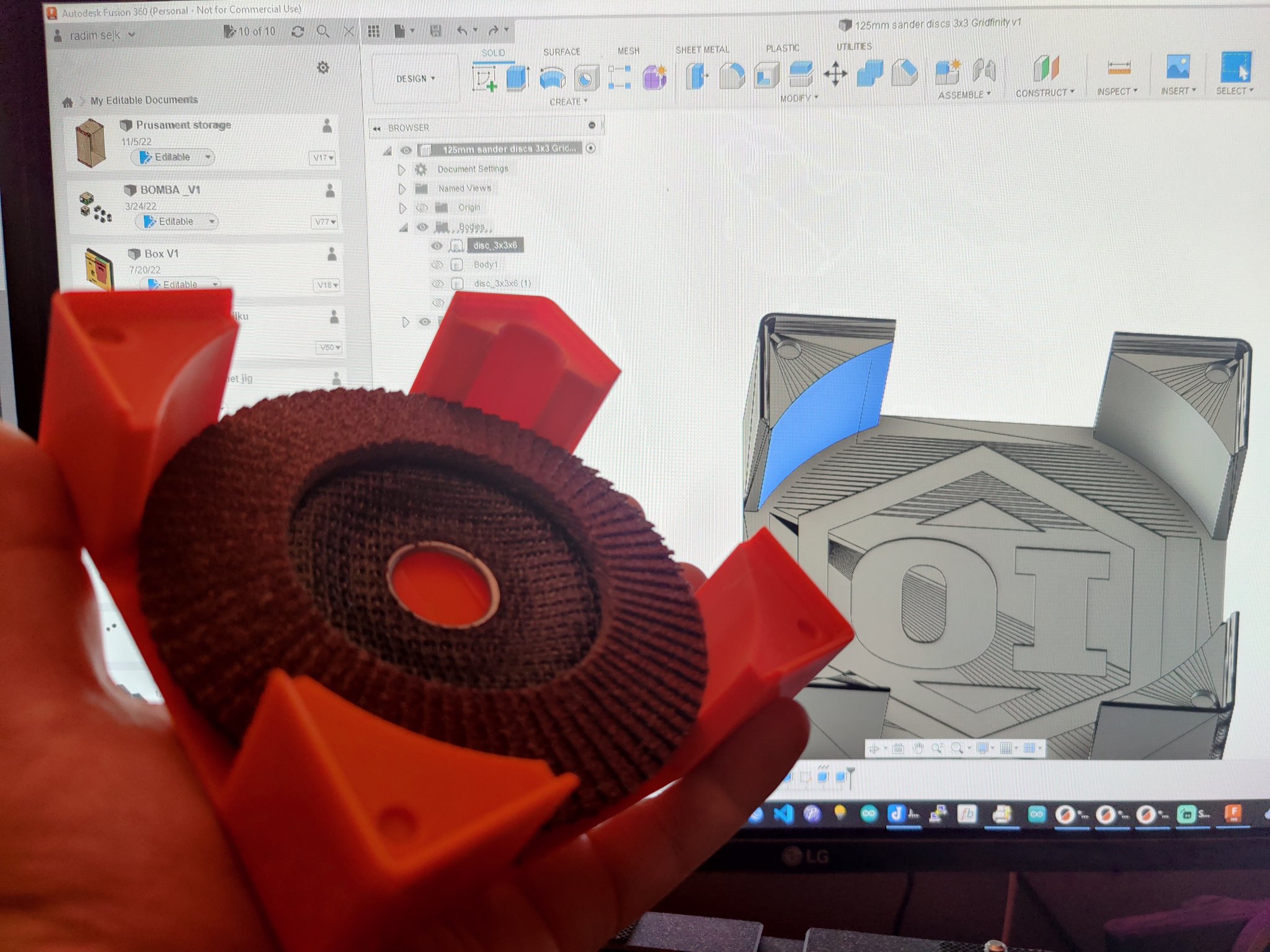 Giá đỡ đĩa Gridfinity 125mm với lỗ cho nam châm 6x2