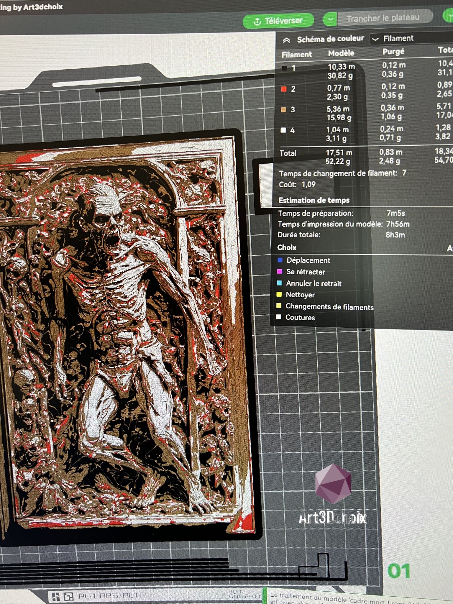 Tranh 3D đầu lâu nghệ thuật theo phong cách Hueforge