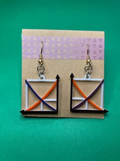 Bông tai biểu đồ cung-cầu nhiều màu sắc cho nhà kinh tế học