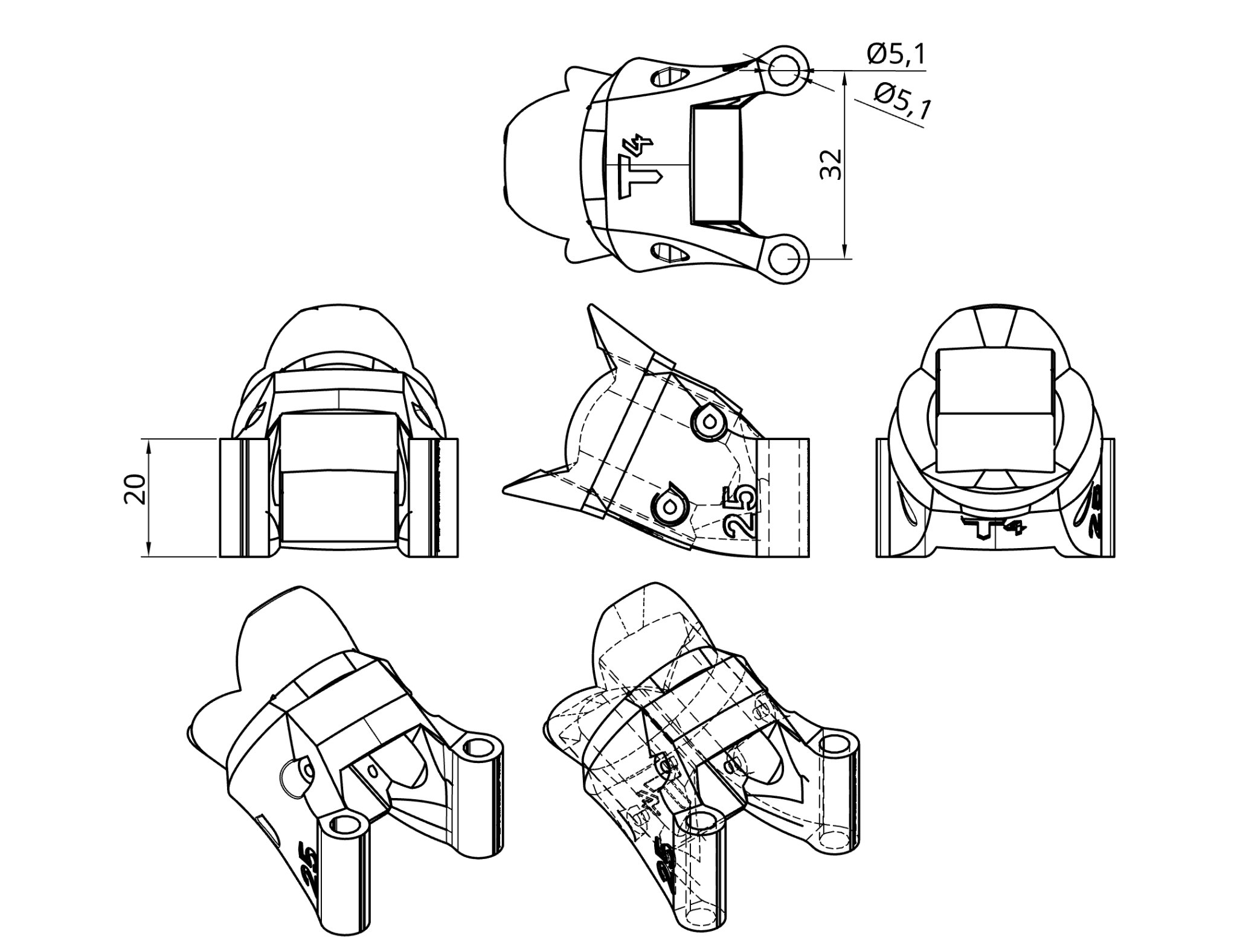 Giá đỡ DJI O4 Pro/Lite: FPV Max-FOV, gần như mọi quad/nghiêng/ND