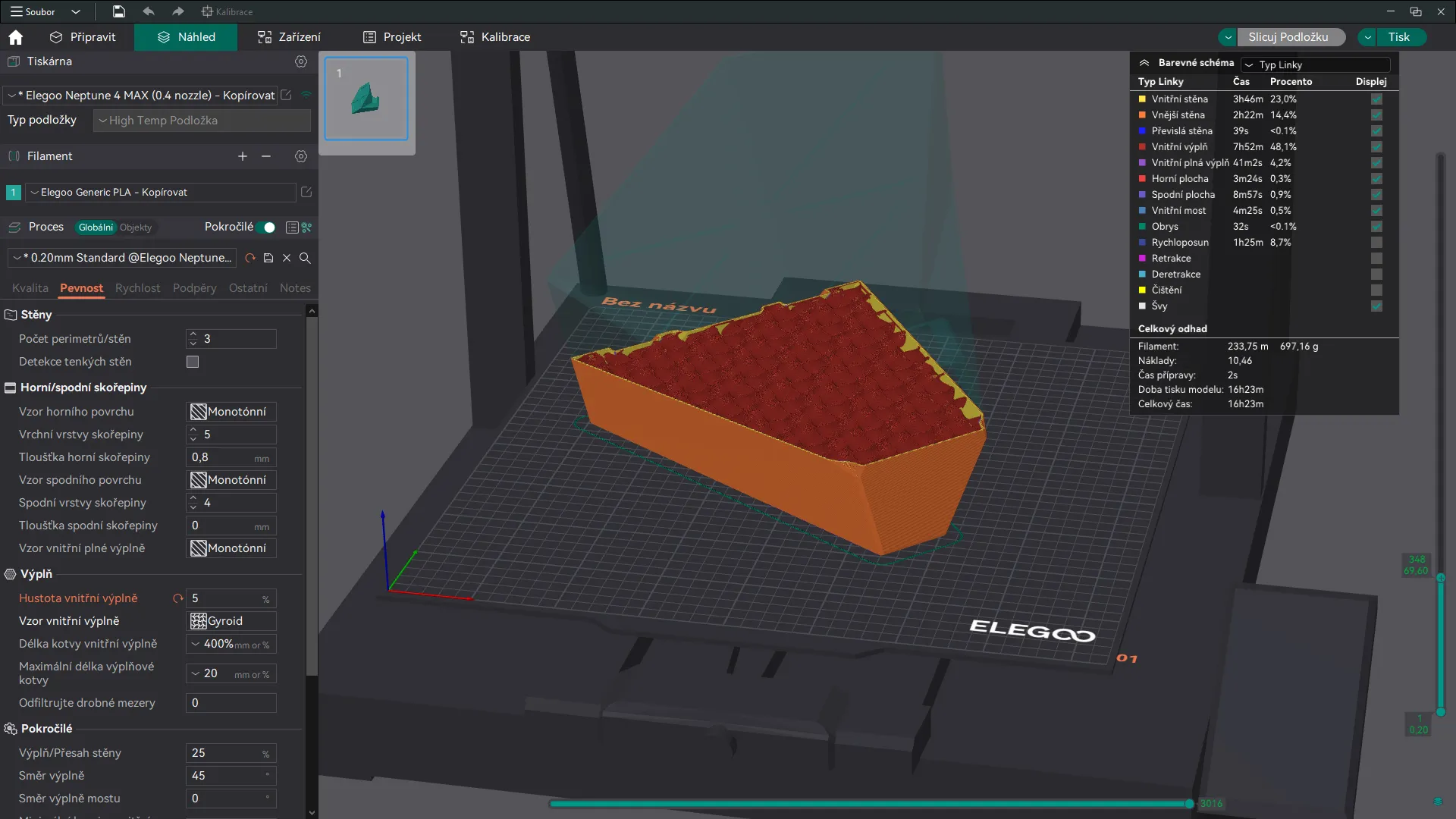 Mô hình máy in Elegoo Neptune 4 MAX cho xem trước slicer