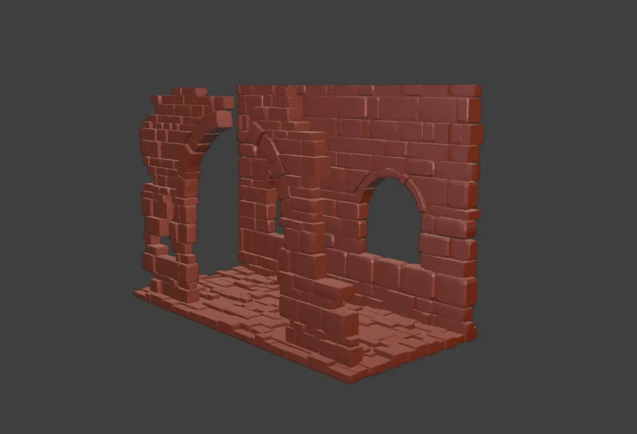 Mô-đun tường đá đổ nát #3 có cửa sổ