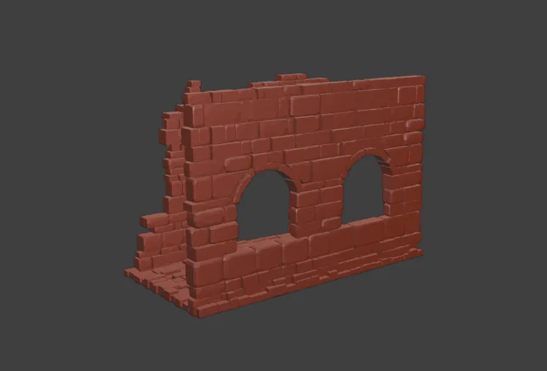 Mô-đun tường đá đổ nát #3 có cửa sổ