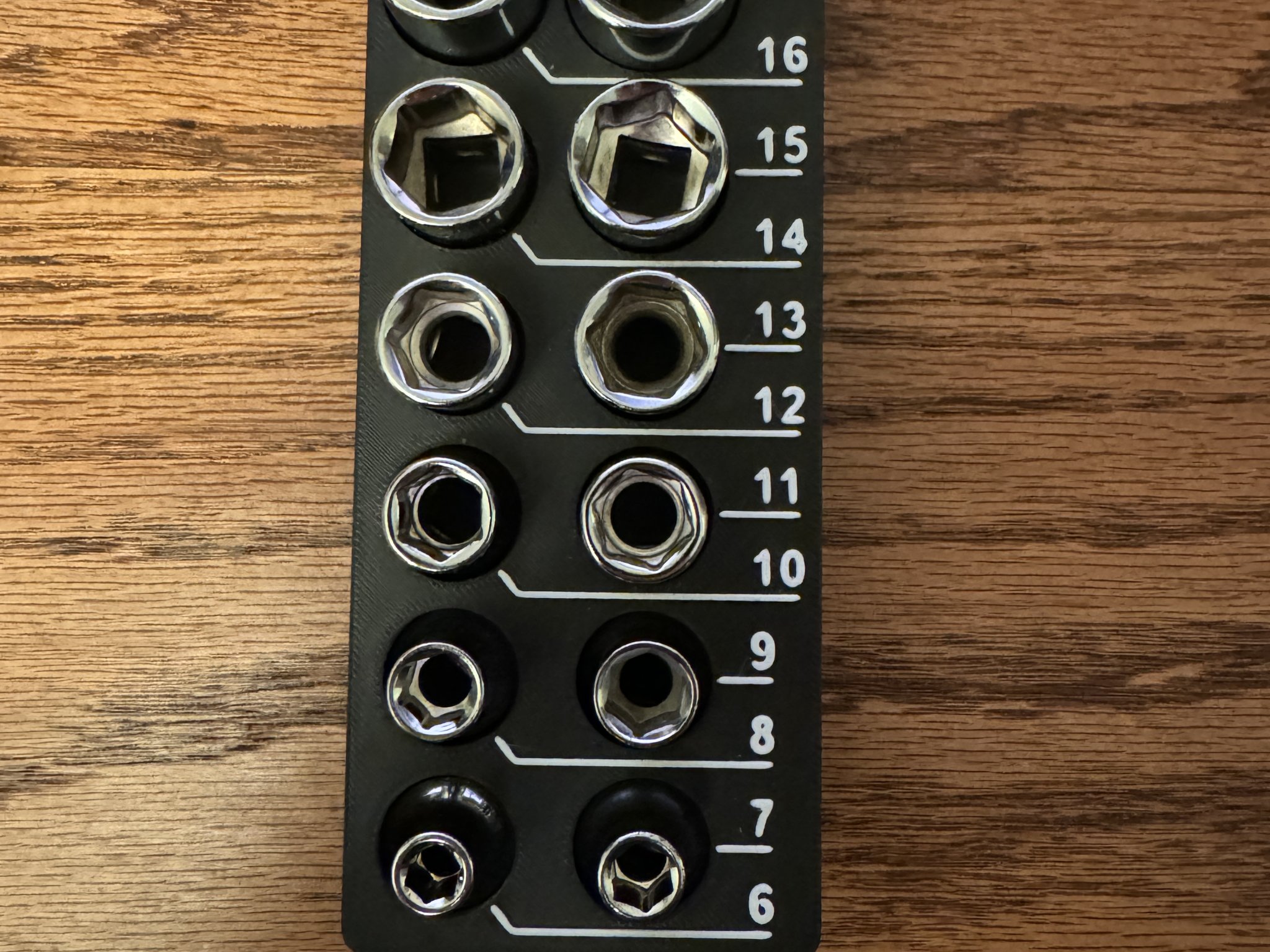 Tổ chức bộ socket mét 3/8" với 6 biến thể khác nhau