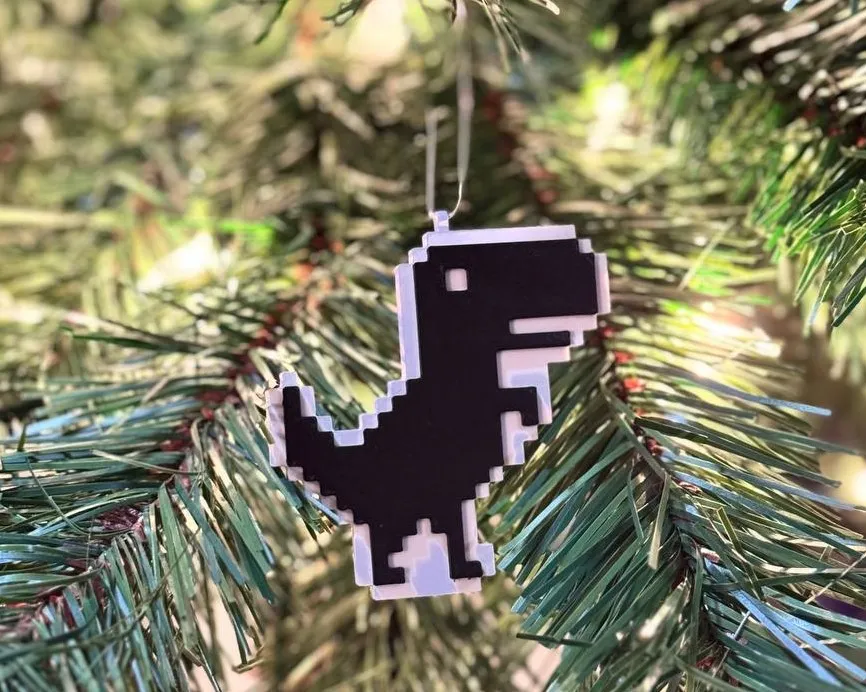 T-Rex Offline (Game Khủng Long Google) - Móc Treo Giáng Sinh (Hot-Swap, Đa Màu)