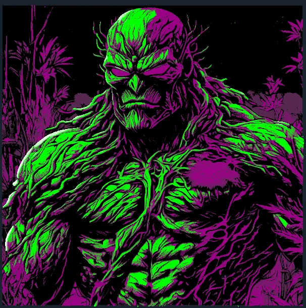 Nhân vật Swamp Thing neon từ DC với màu sắc độc đáo