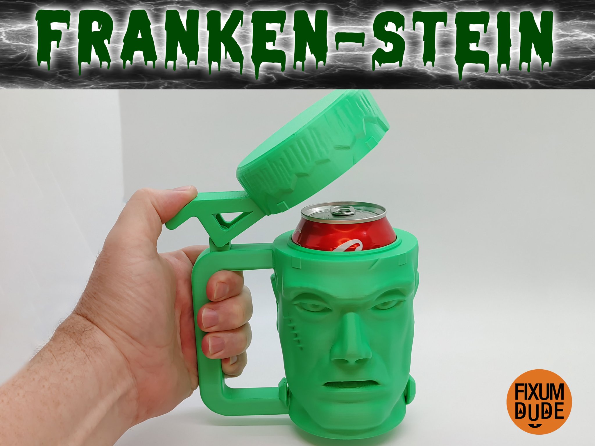 Coozie giữ lạnh hình Franken-Stein với nắp bật