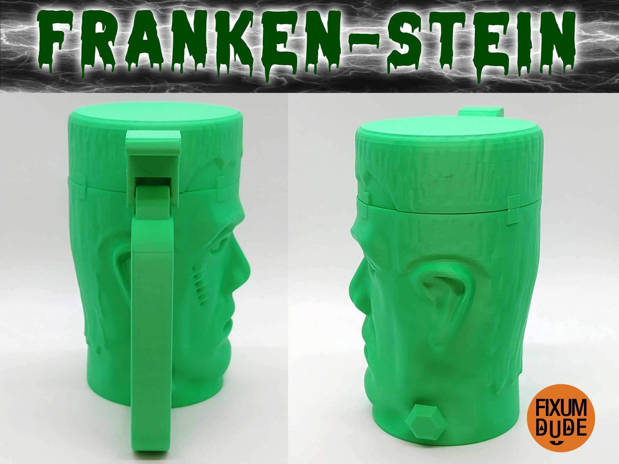 Coozie giữ lạnh hình Franken-Stein với nắp bật