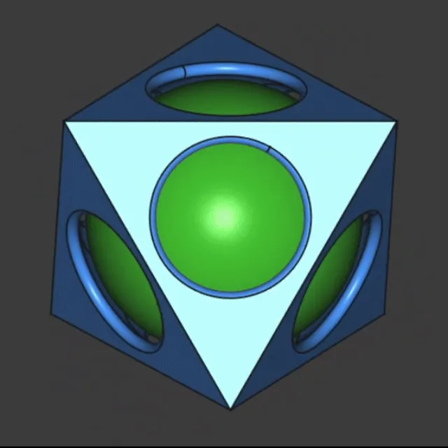 Cầu xoay bên trong khối bát diện | Đồ chơi fidget in-place