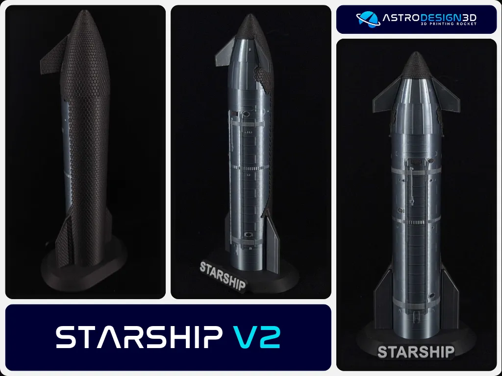 Mô hình Starship V2 tỉ lệ 1:200 chi tiết cao