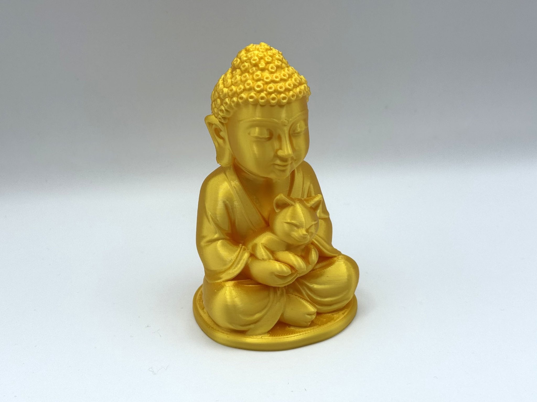 Bức tượng Phật ôm mèo dễ thương