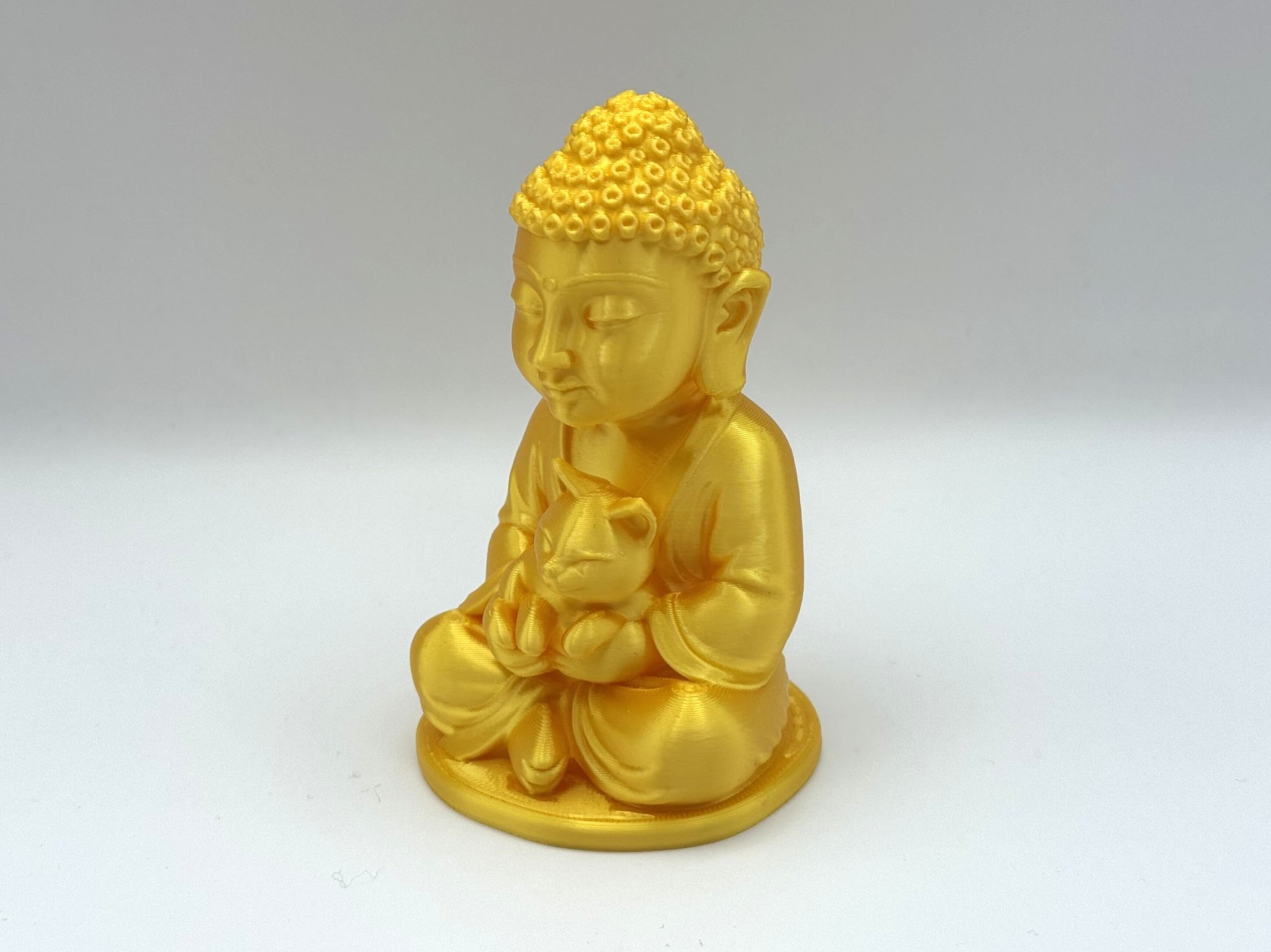 Bức tượng Phật ôm mèo dễ thương