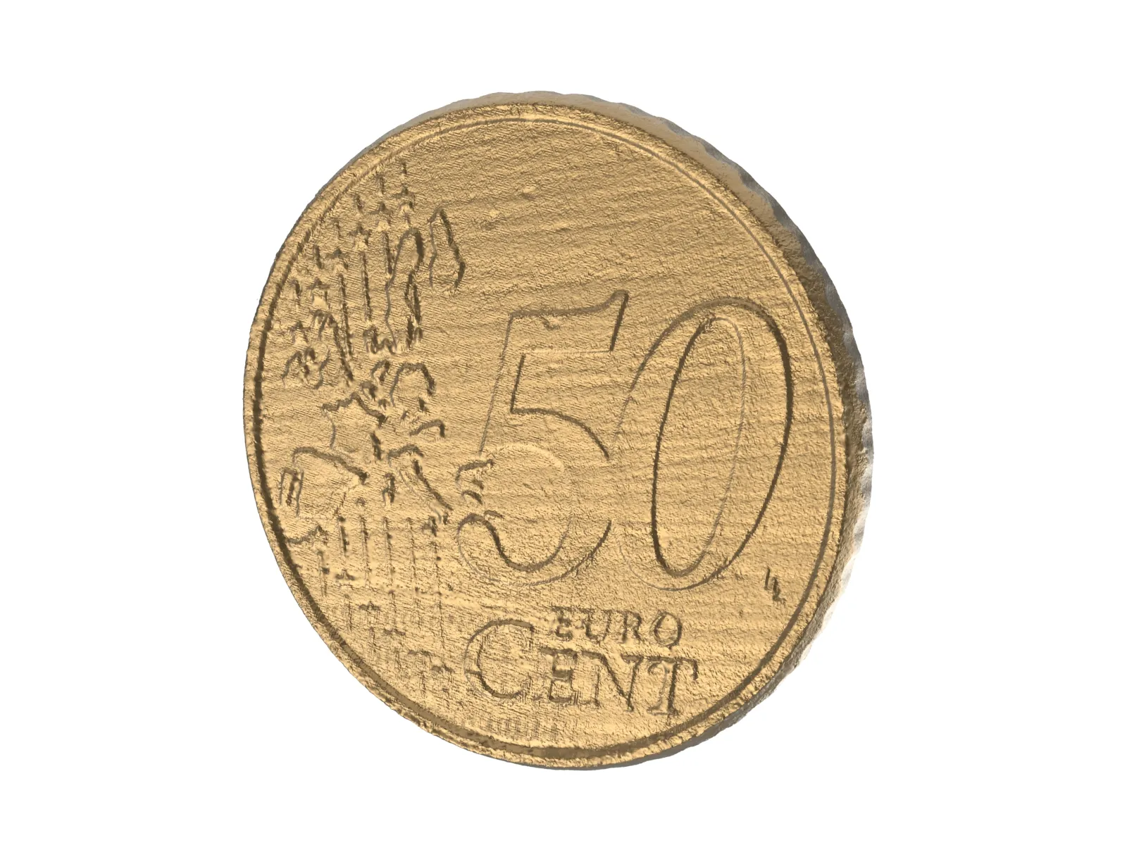 Tiền xu 50 Euro-Cent quét 3D