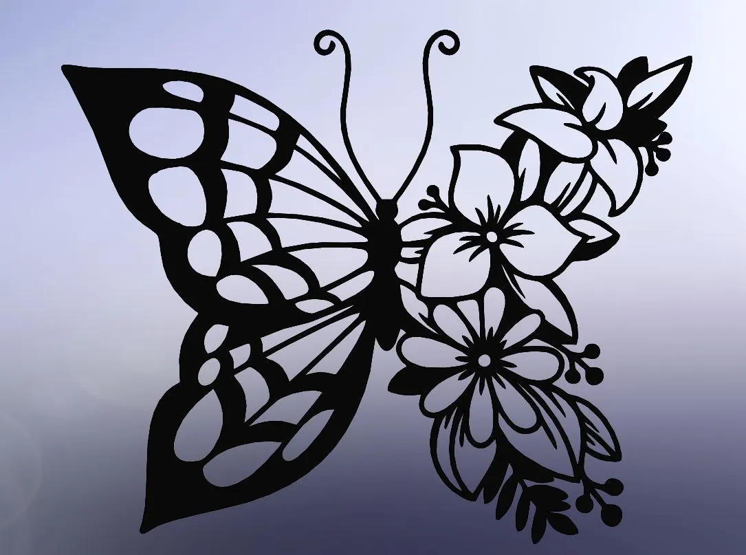 Cánh Bướm Hoa: Line Art Bướm Với Thiết Kế Hoa