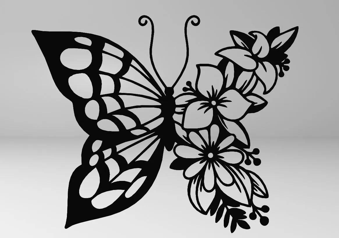 Cánh Bướm Hoa: Line Art Bướm Với Thiết Kế Hoa