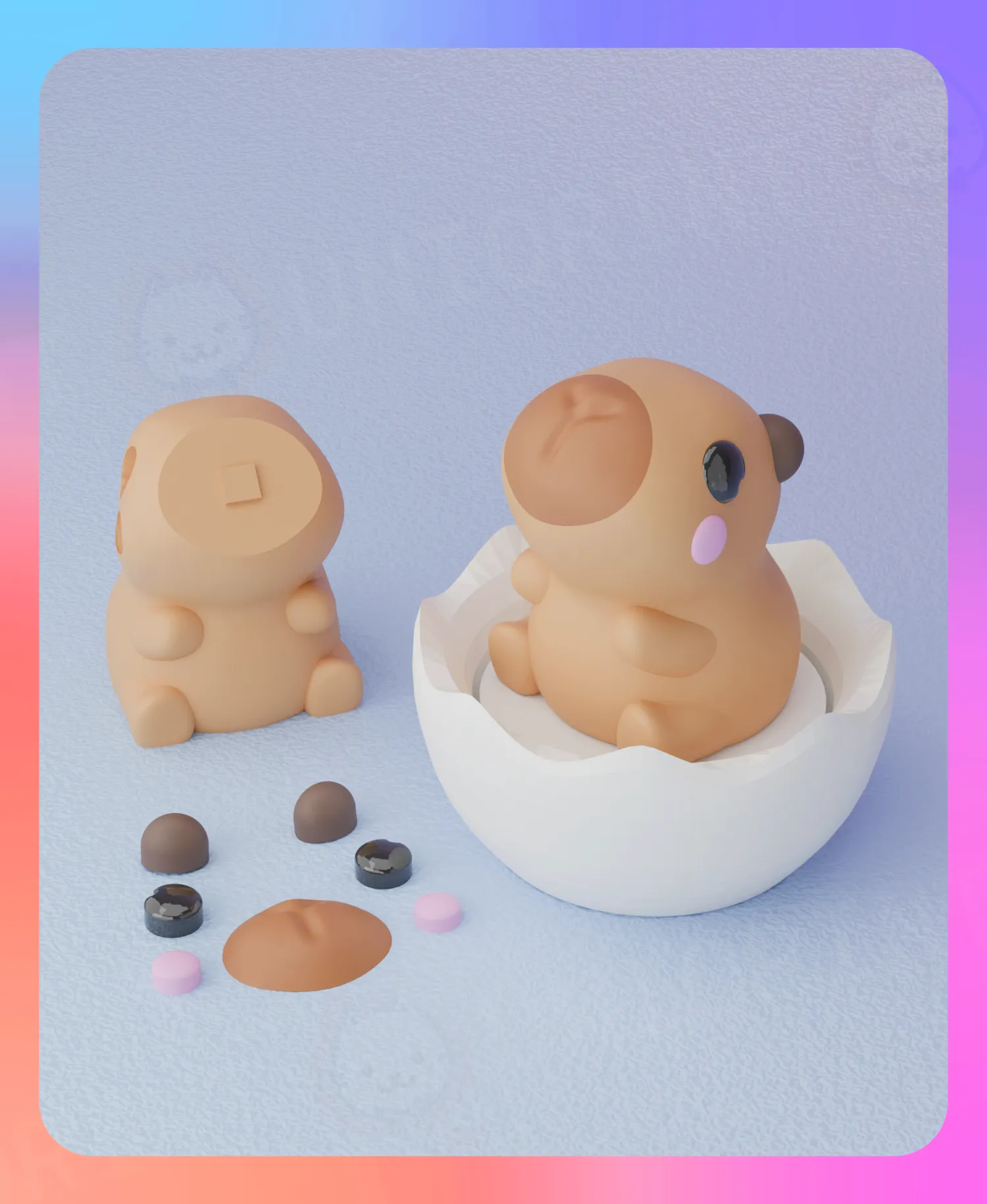 Móc Khóa & Clicker Chuột Capybara (Các Bộ Phận Tách Rời)