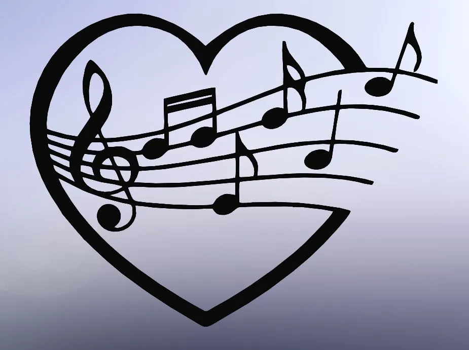 NHẠC LOVE, LINE ART ÂM NHẠC, TRANH DÁN TƯỜNG LOVE MUSIC, 2D ART ÂM NHẠC, NỐT NHẠC