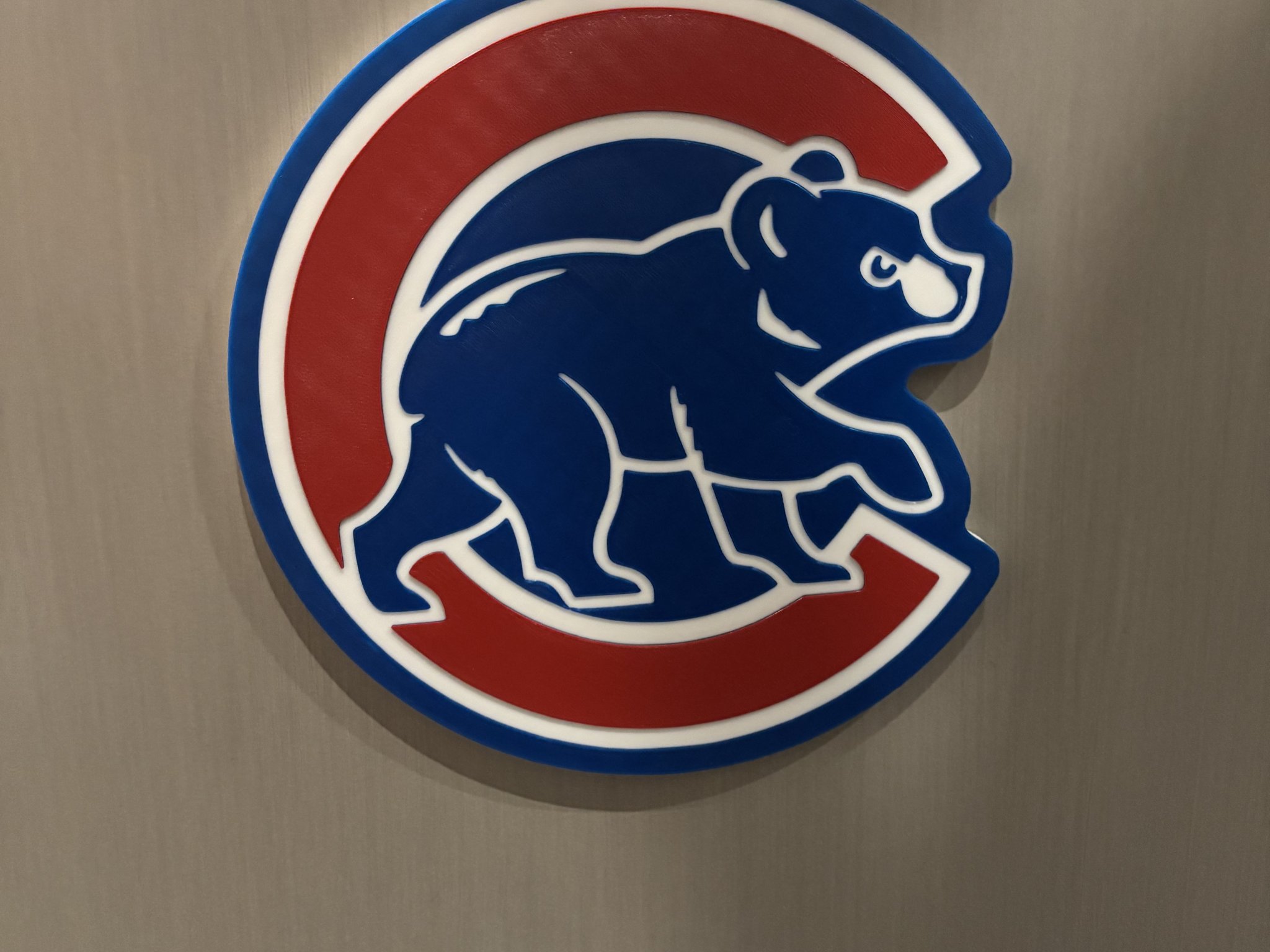 Tranh Logo Chicago Cubs 3 Màu Cơ Bản, In 1 Mảnh, Dùng 1 Đầu Đùn