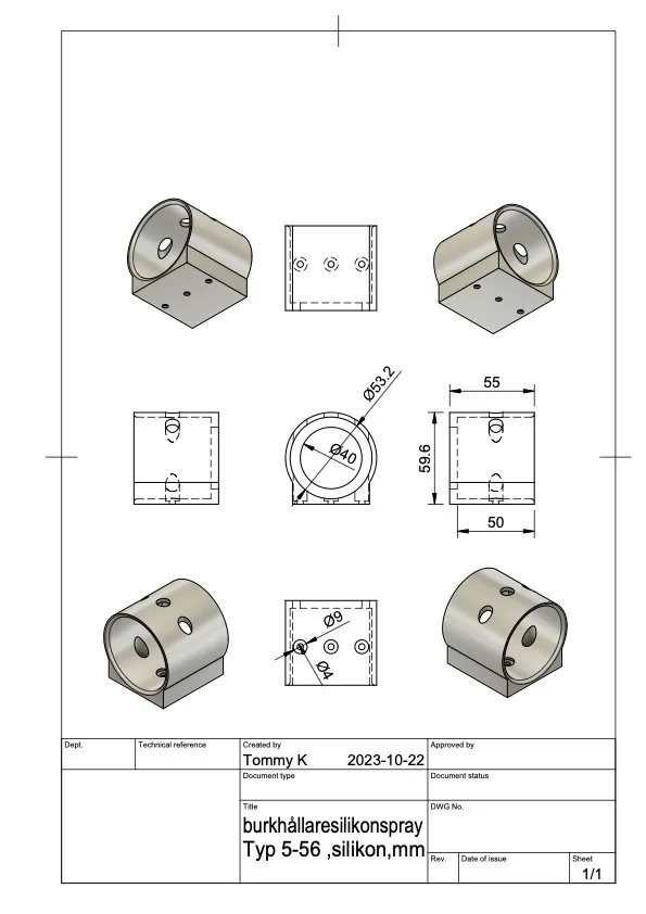 Giá đỡ lon 5_56 và silicone đường kính 53mm