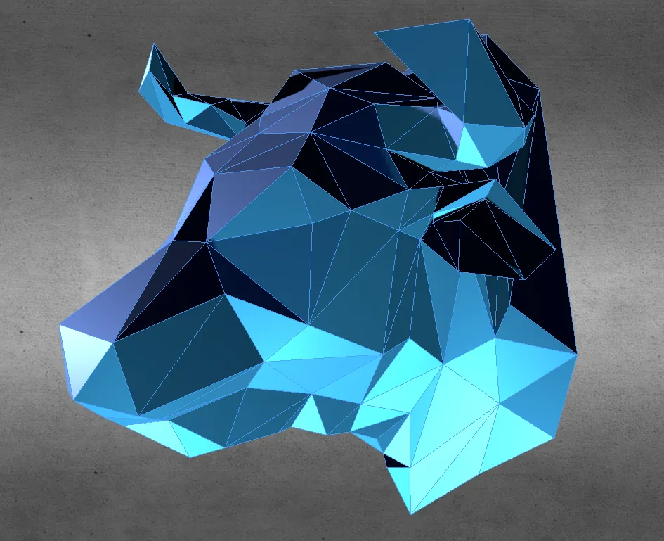 Mô Hình Đầu Bò Low Poly