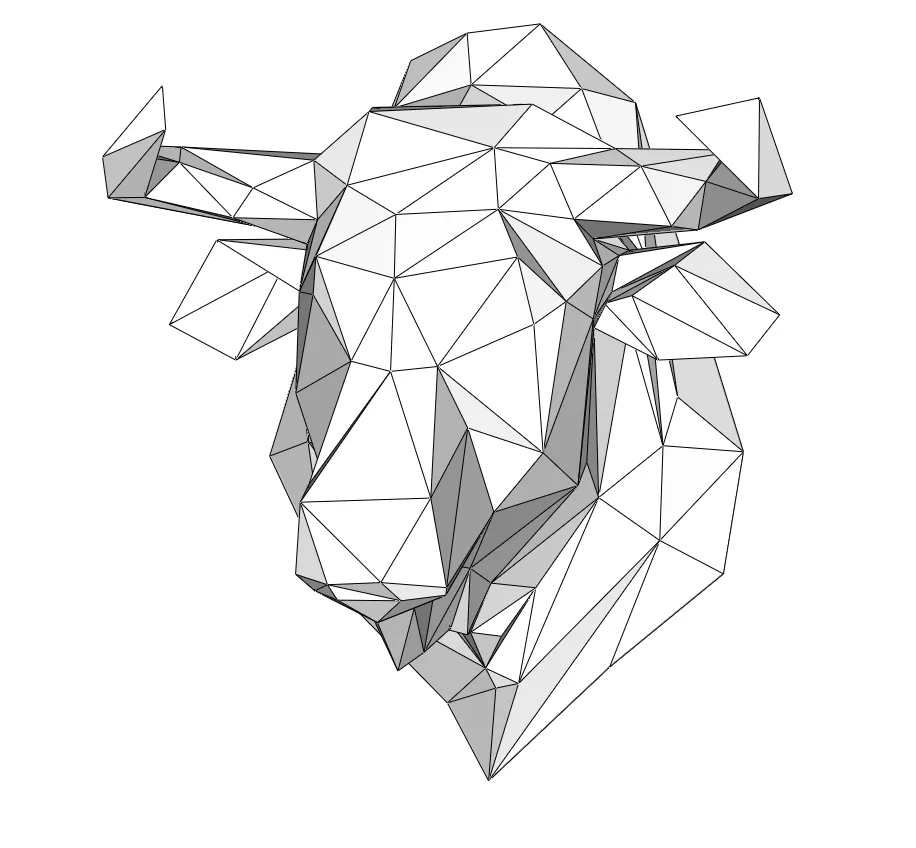 Mô Hình Đầu Bò Low Poly