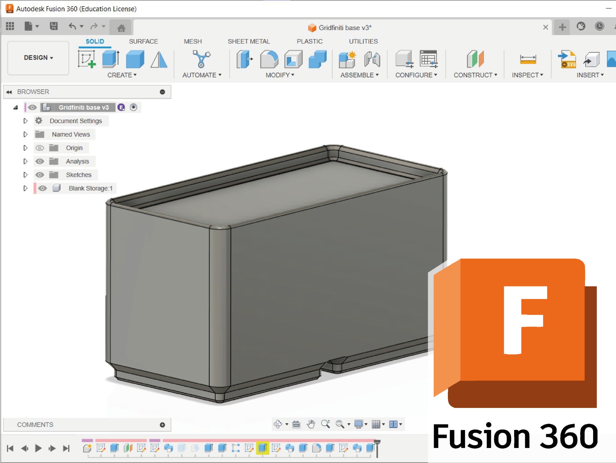 Hộp Gridfinity Tùy Chỉnh Điền Sẵn (Fusion 360)