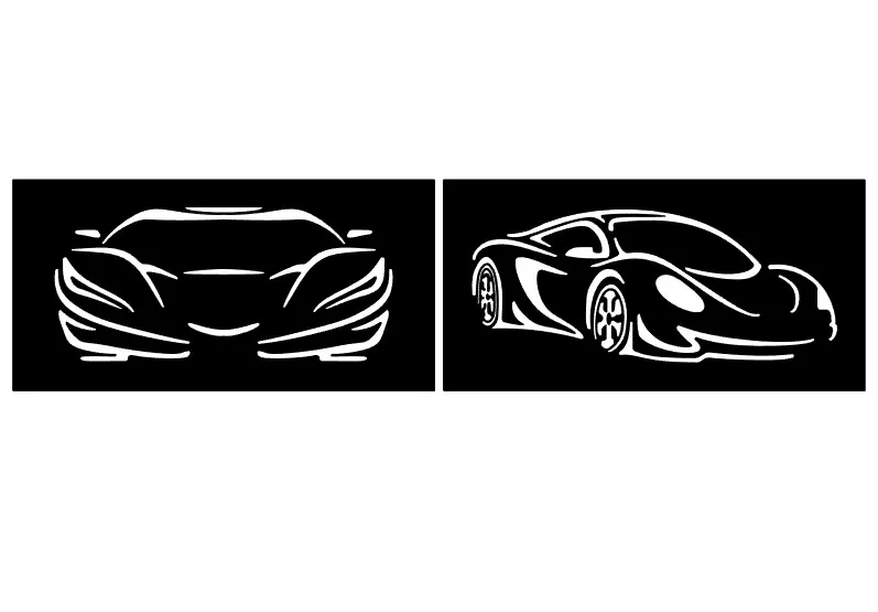 Silhouette của hai siêu xe thể thao với kích thước 120mm x 240mm x...
