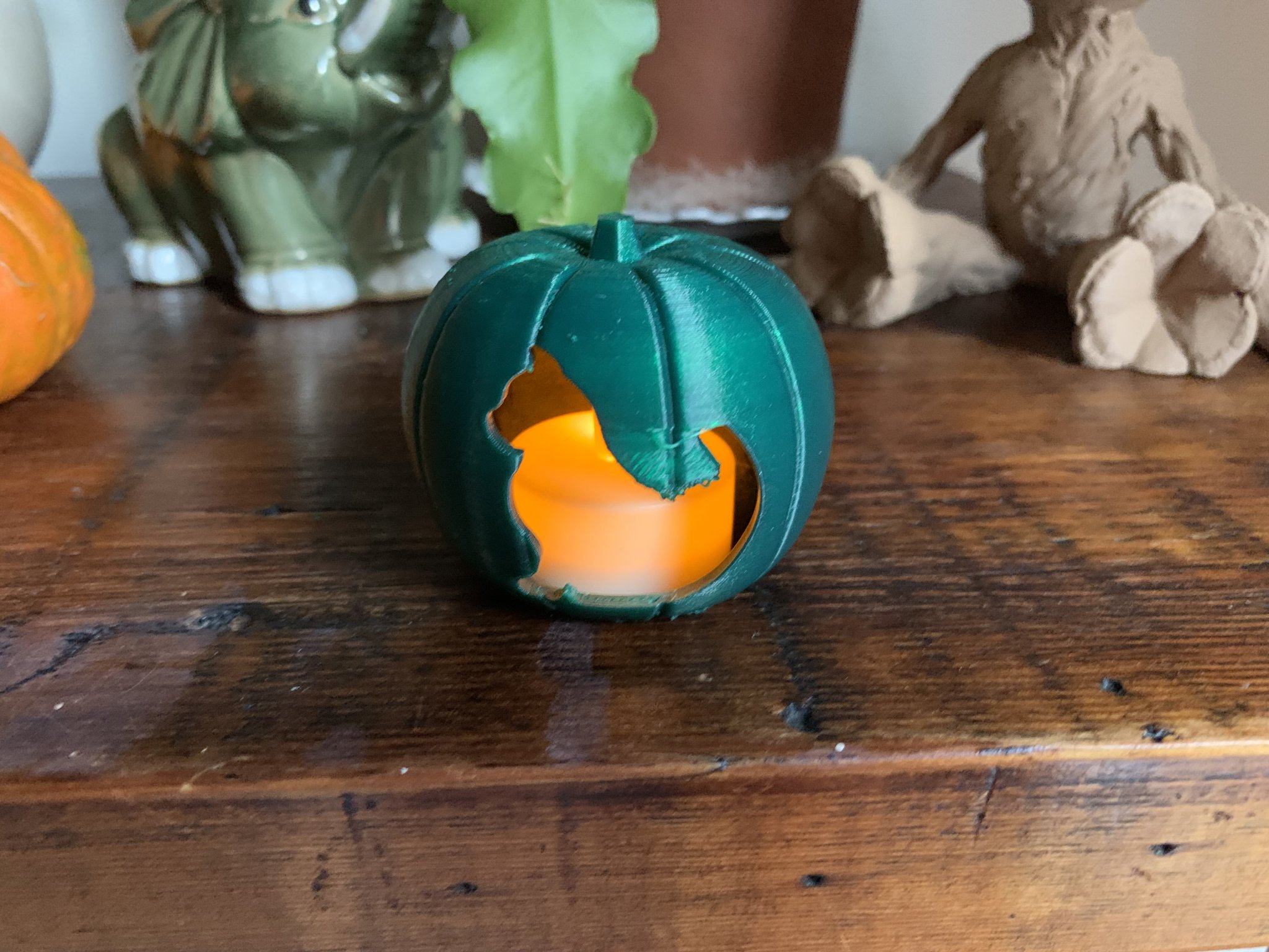 Đèn lồng bí ngô hình mèo cho nến trà