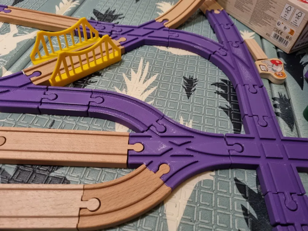 Đường ray gỗ tương thích với bộ đồ chơi Lidl Playtive / Ikea