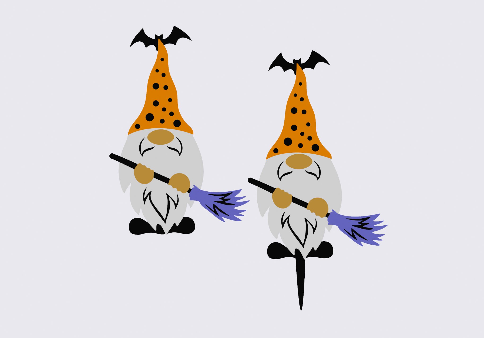 Gnome Halloween cầm chổi trang trí cây cỏ (4 màu)