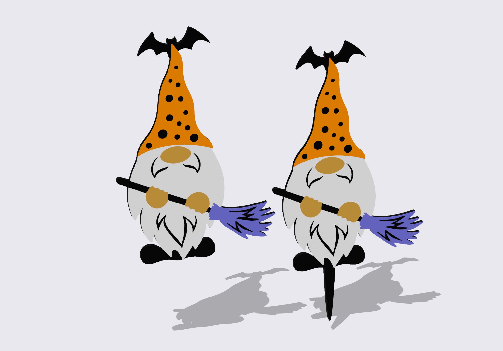 Gnome Halloween cầm chổi trang trí cây cỏ (4 màu)