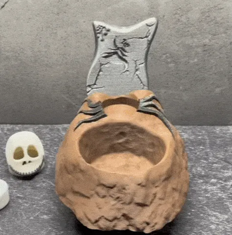 Giá đỡ kẹo Skellington với đèn LED ấm áp