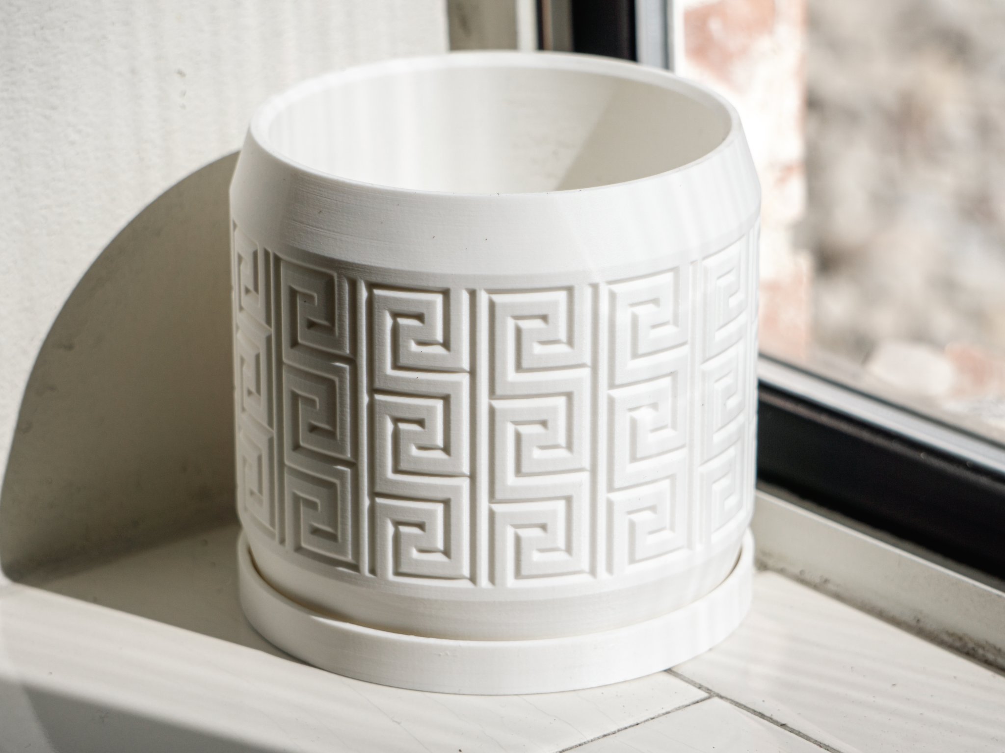 Chậu cây họa tiết Aztec có lỗ thoát nước và khay nhỏ giọt