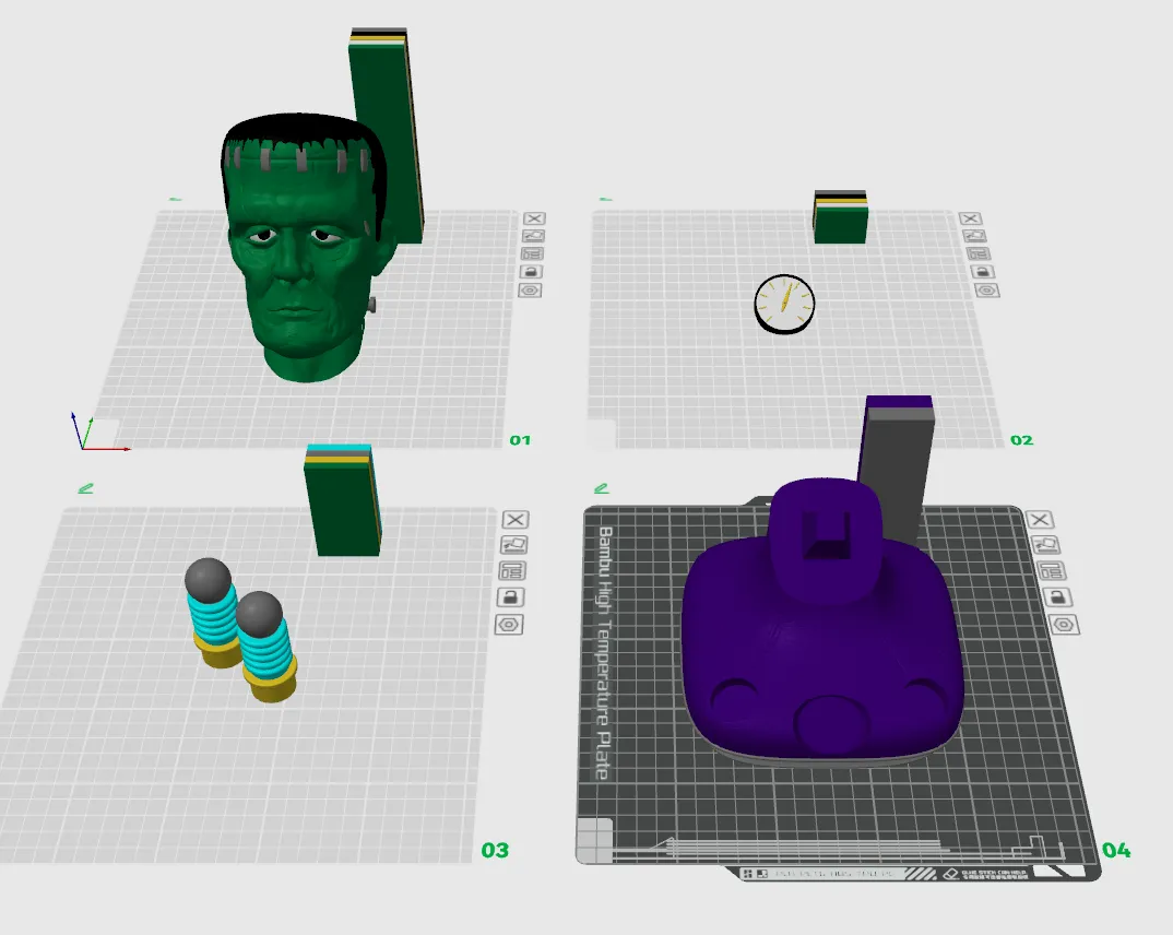 Tượng Frankenstein sơn nhiều màu sắc cho máy in Bambu