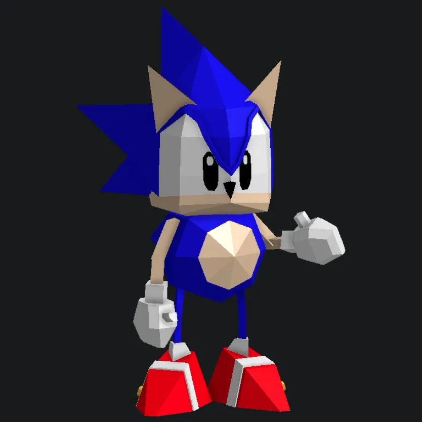 Nhân vật Sonic Poligonal phong cách Low Poly