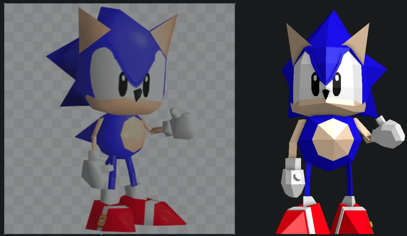 Nhân vật Sonic Poligonal phong cách Low Poly