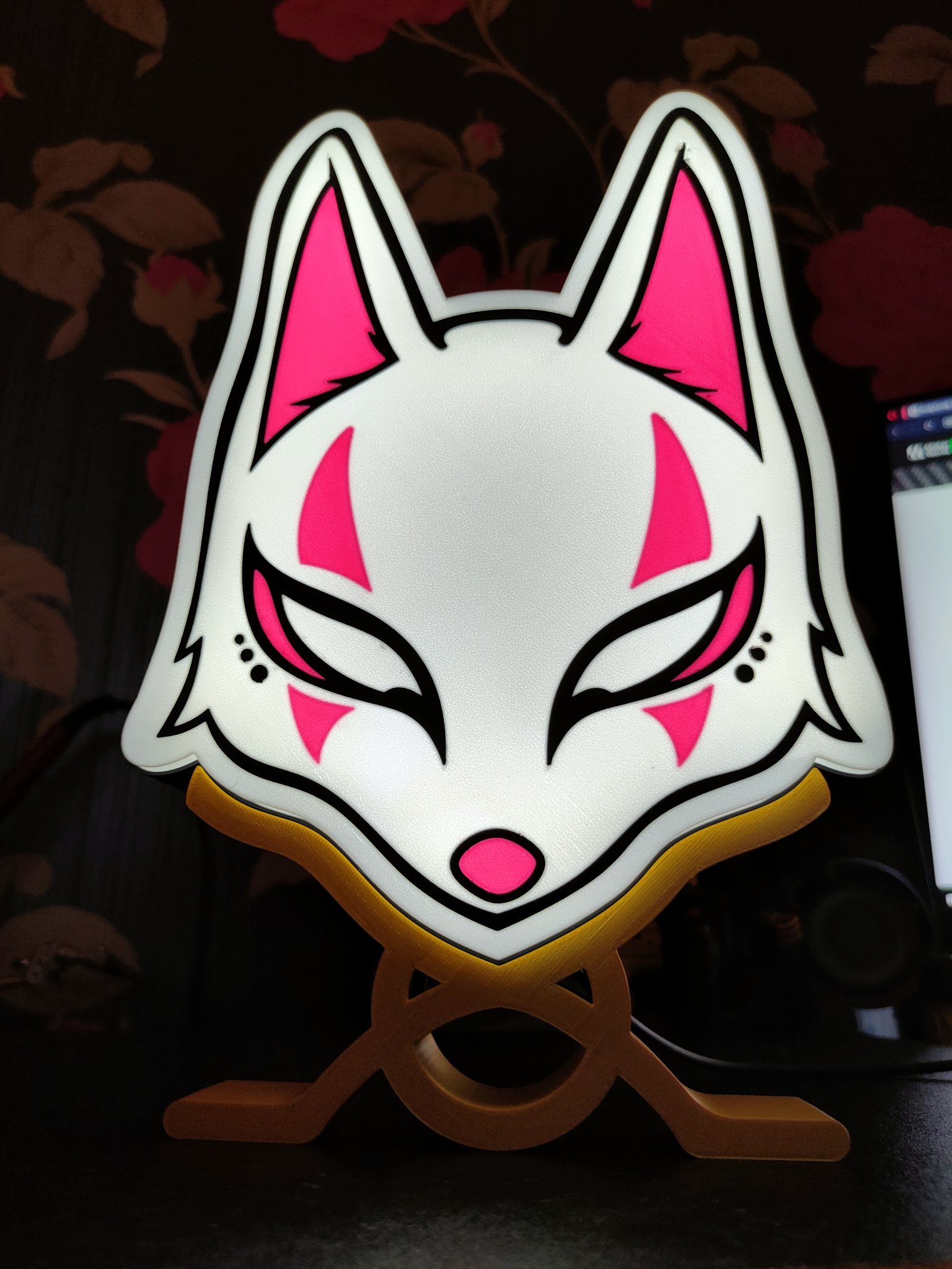 Hộp đèn Kitsune phong cách Nhật Bản có chân đế