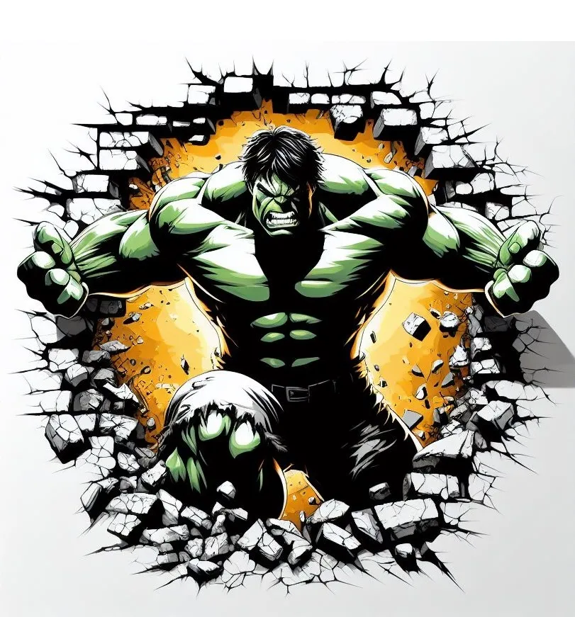 Hulk đập vỡ tường trong tranh filament