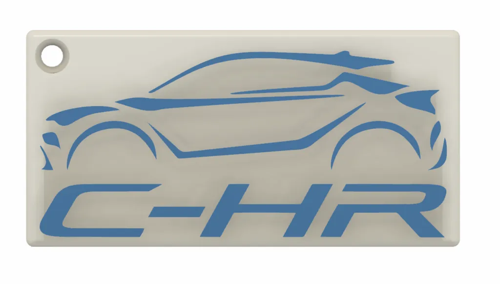 Móc chìa khóa Toyota C-HR màu trắng và xanh