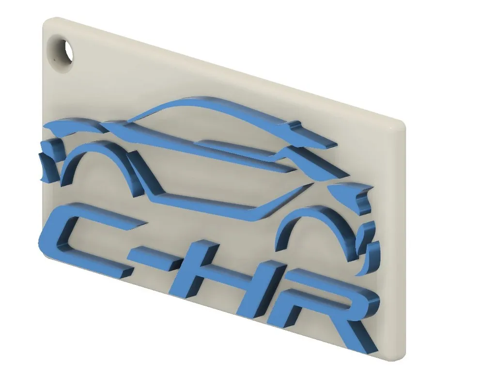 Móc chìa khóa Toyota C-HR màu trắng và xanh