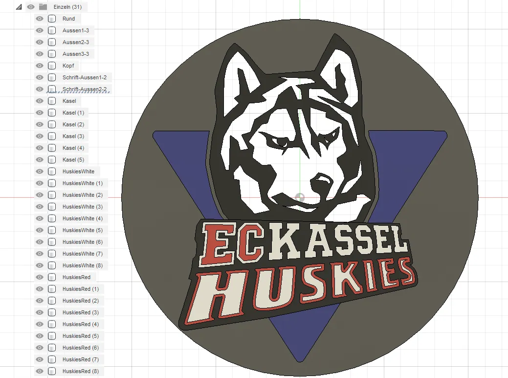 Móc khóa biểu tượng Kassel Huskies màu sắc