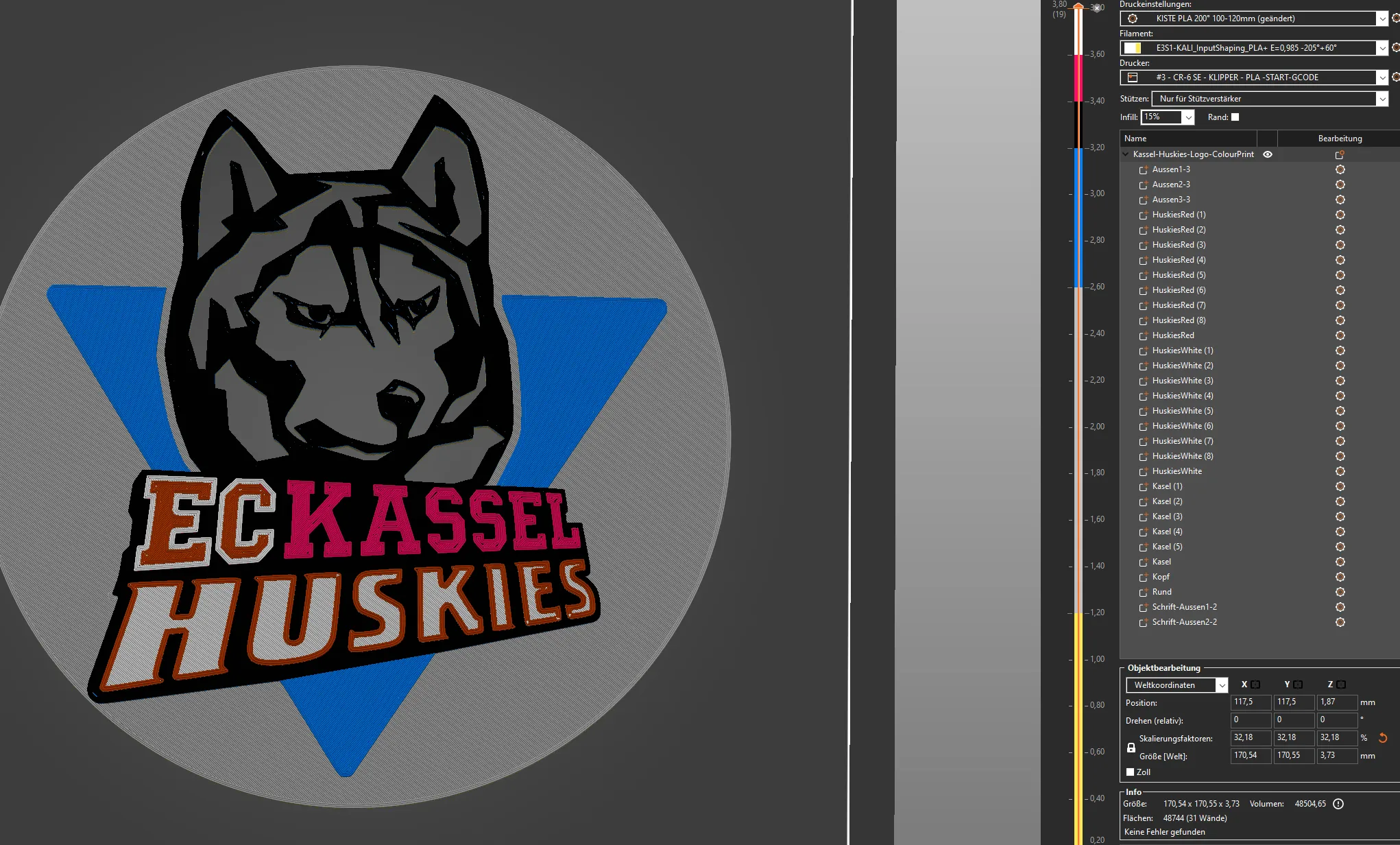 Móc khóa biểu tượng Kassel Huskies màu sắc