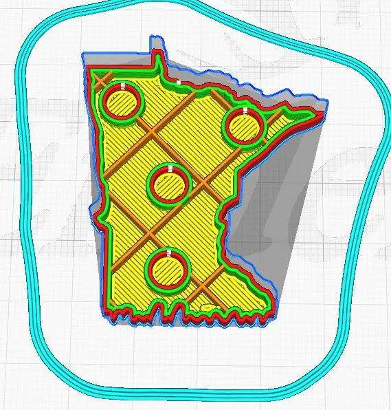 Nam châm tủ lạnh hình bang Minnesota với vị trí Minneapolis