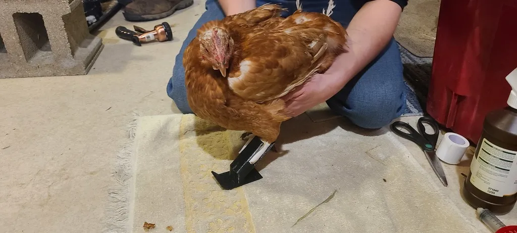 Chân giả kết nối với xương bàn chân cho gà v5