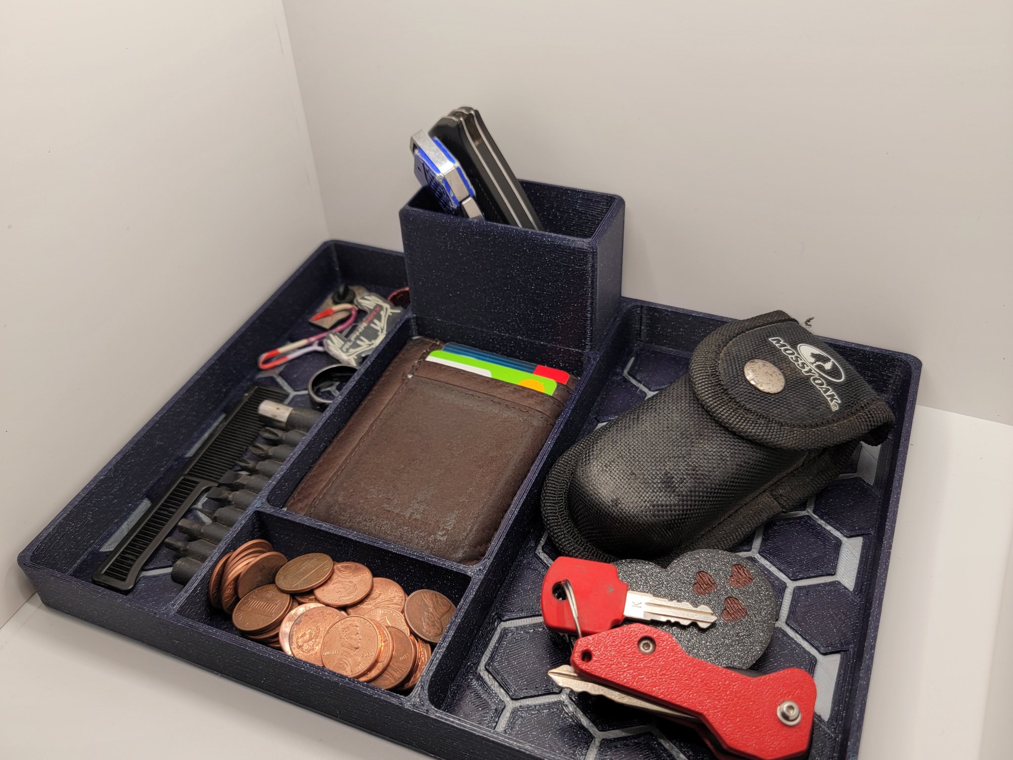 Khay đựng đồ đa năng hình lục giác với giá đỡ điện thoại