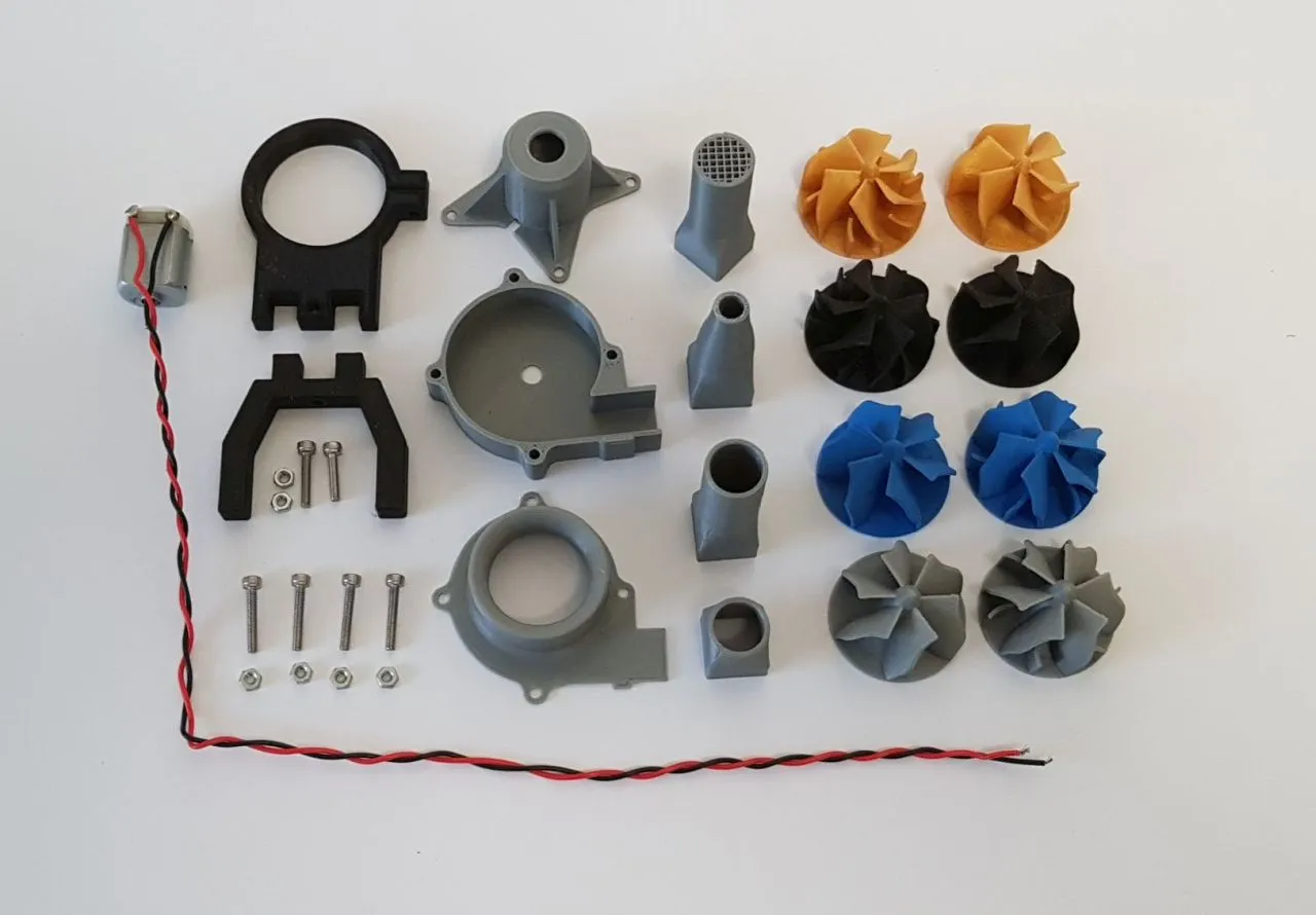 Thí nghiệm quạt ly tâm với các hình dạng tua-bin và vòi phun