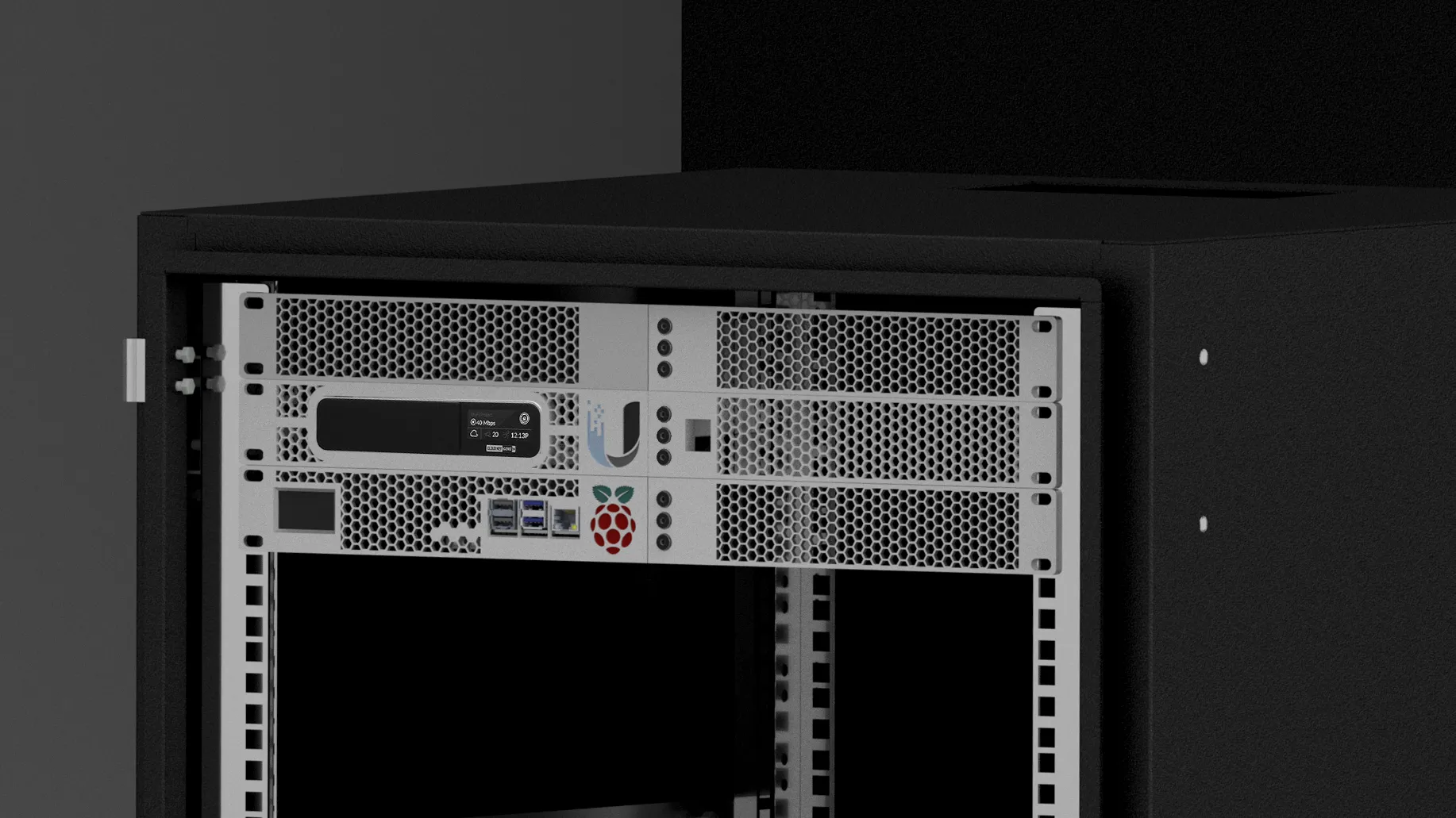 Giá đỡ 19 inch cho Raspberry Pi với màn hình OLED 1.3 inch