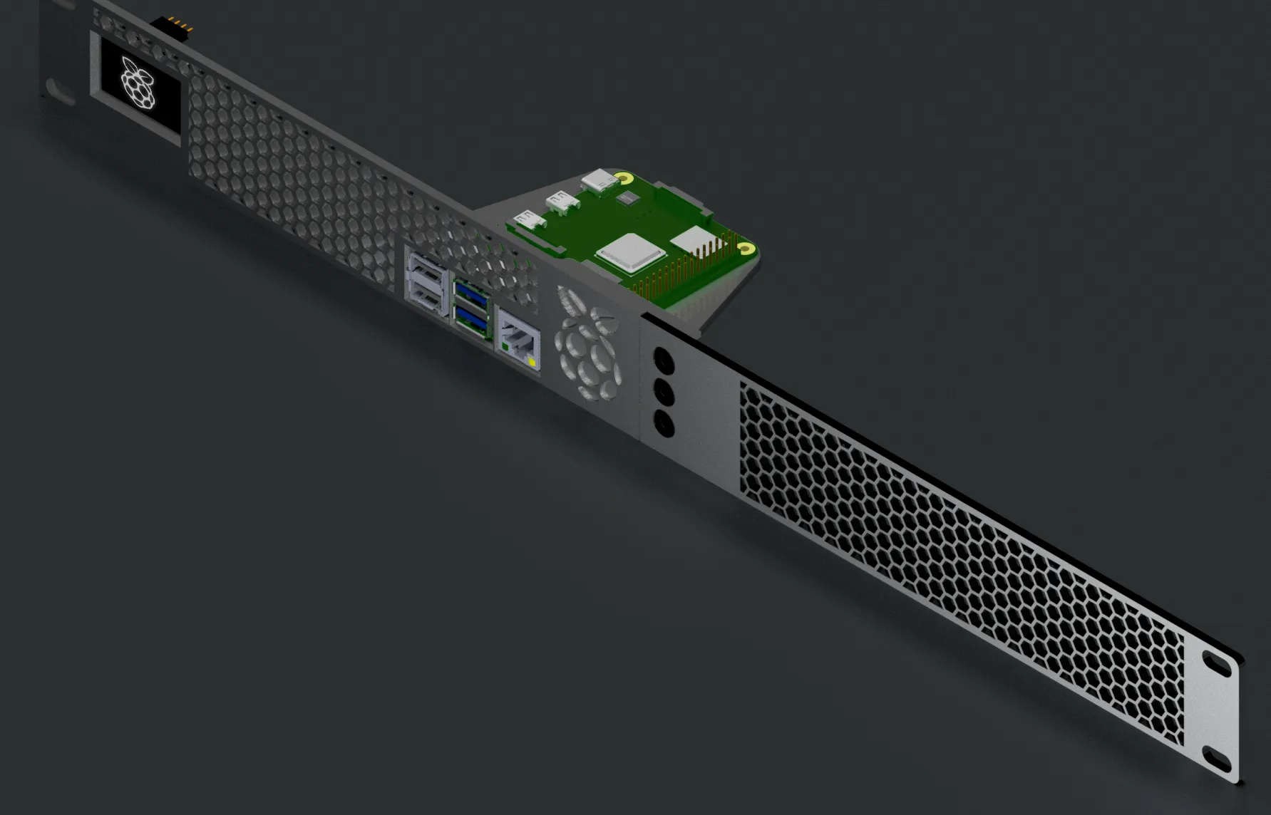 Giá đỡ 19 inch cho Raspberry Pi với màn hình OLED 1.3 inch